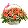 basket of pink roses with babys breath. Plovdiv